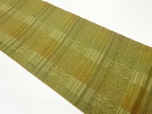 横線に抽象模様織出し全通洒落袋帯